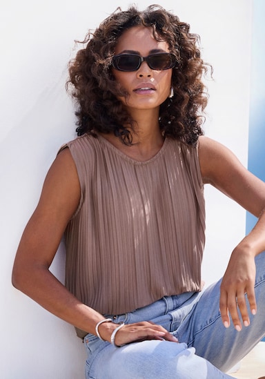 LASCANA Pliseetop - taupe