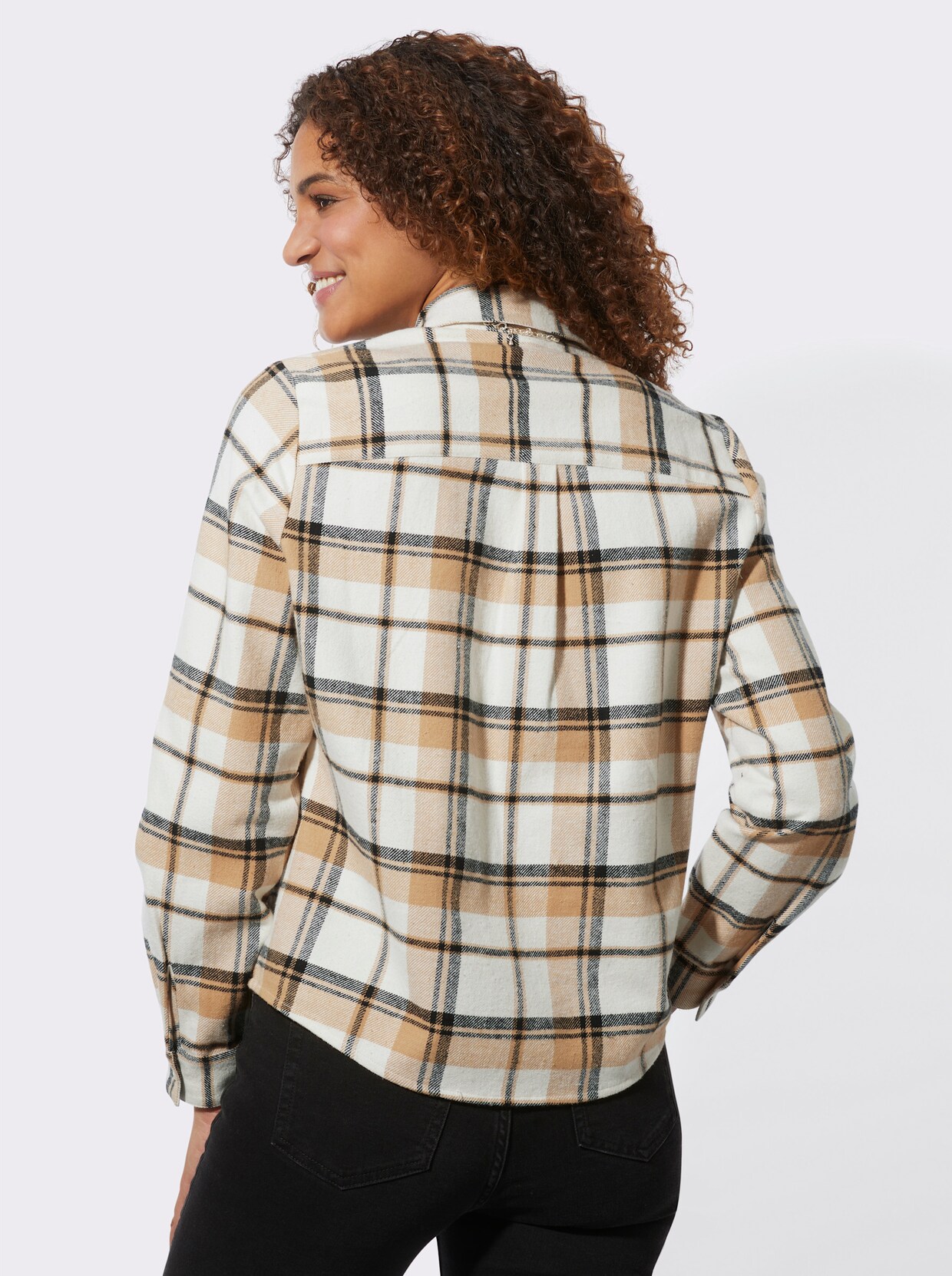 Flanellen blouse - camel/champagne geruit