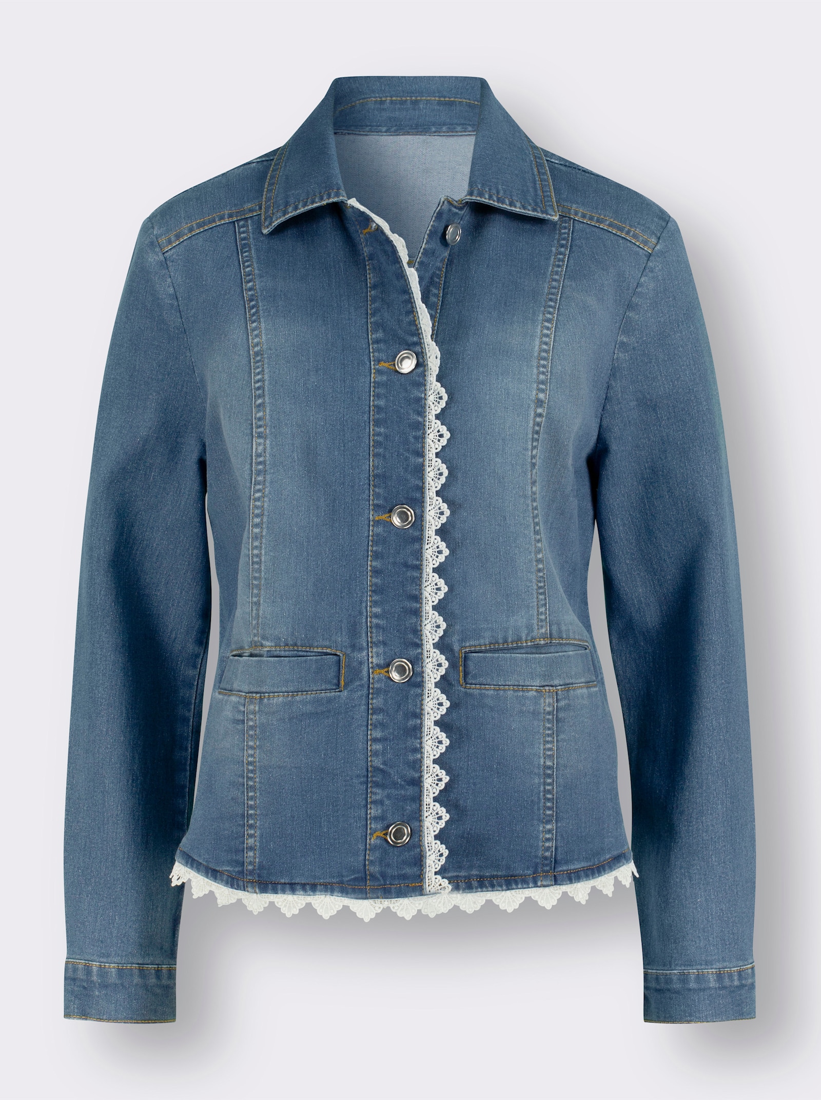 Jeansblazer mit Knöpfen aus Metall - blue-bleached