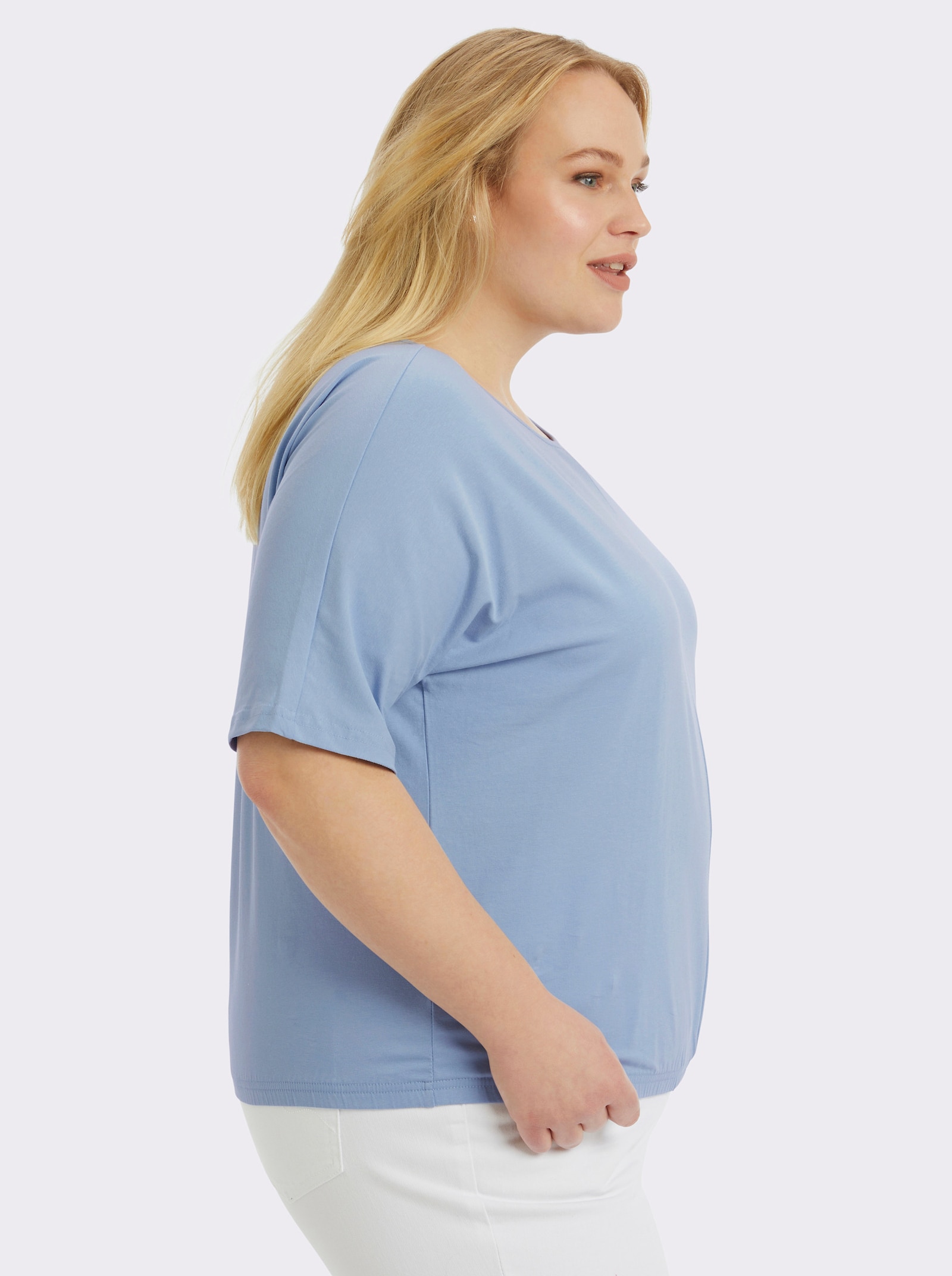 Kurzarmshirt mit Fledermausärmeln - eisblau