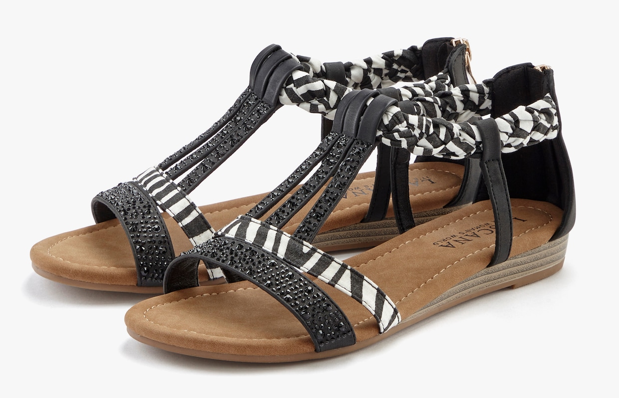 LASCANA slipper - zwart/zebra