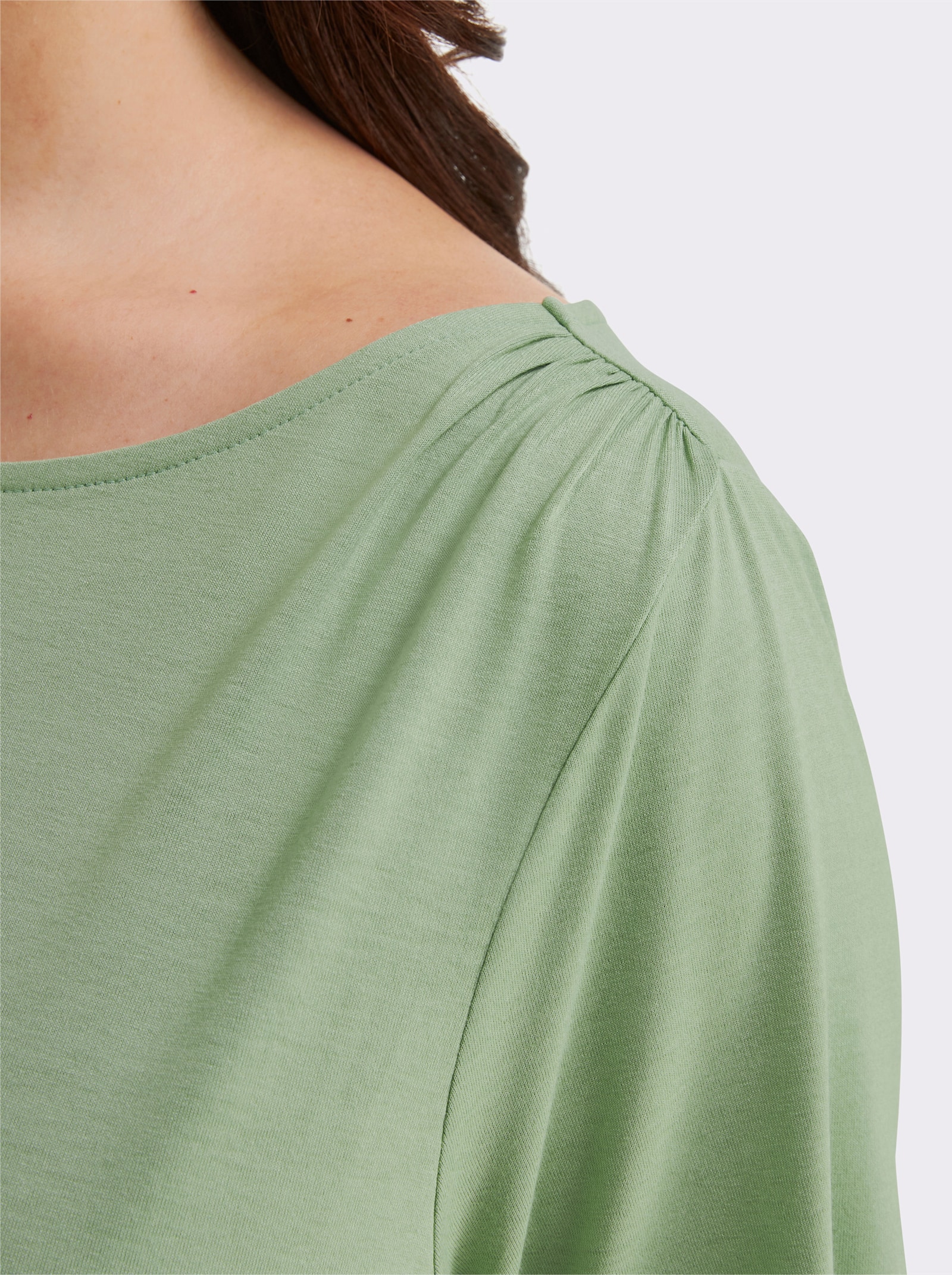 sheego Shirt mit Drapierungen in der Taille - eucalyptus