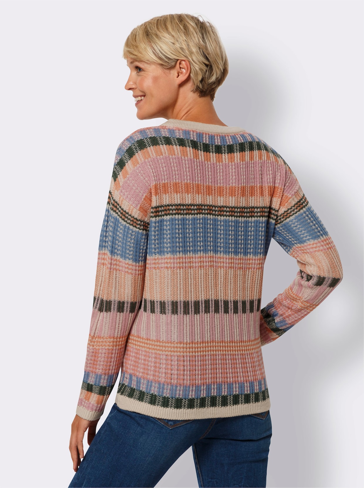 Pullover met lange mouwen - papaja/oudroze gedessineerd