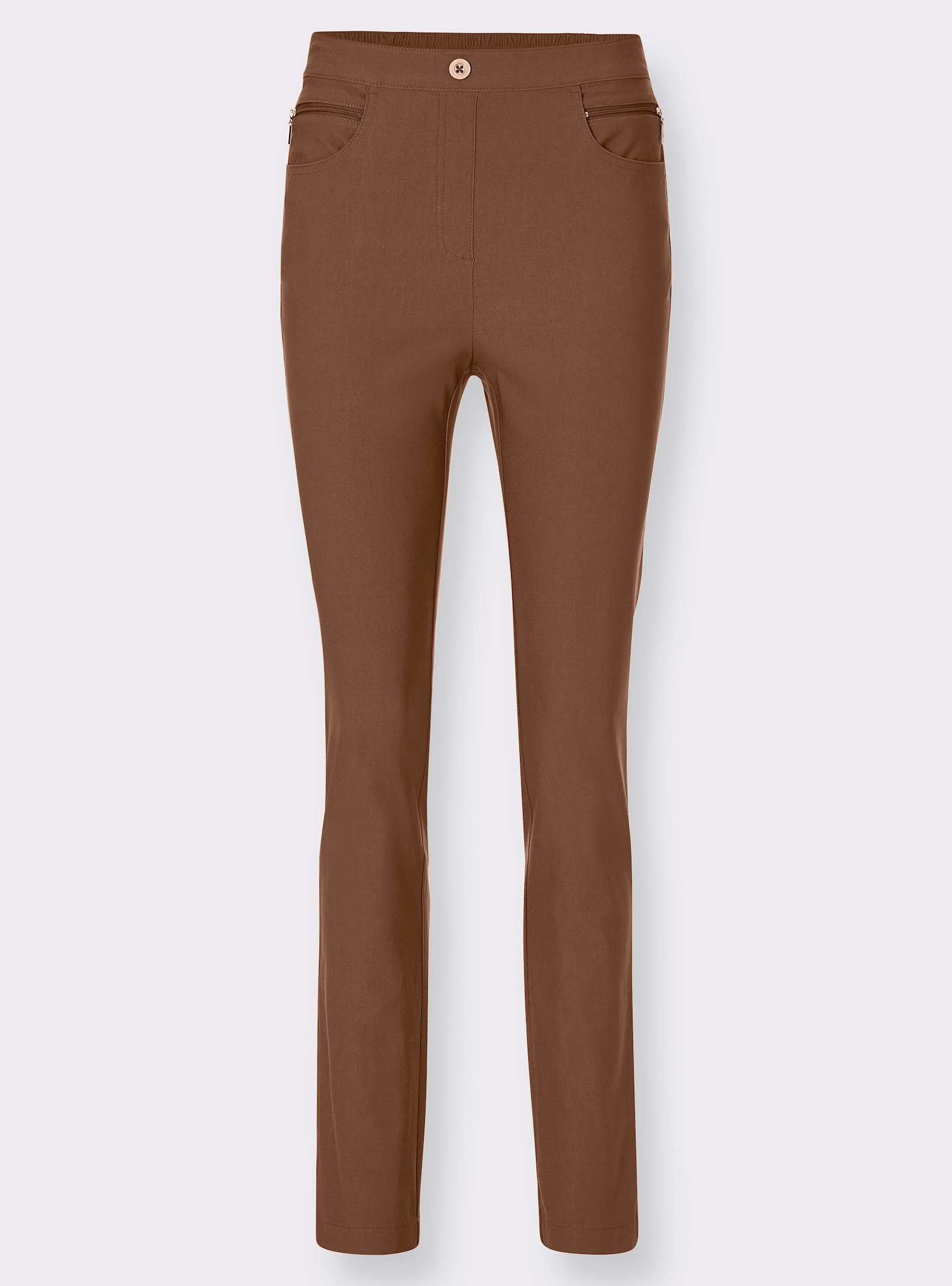 Bengalinebroek met sierritssluitingen - toffee
