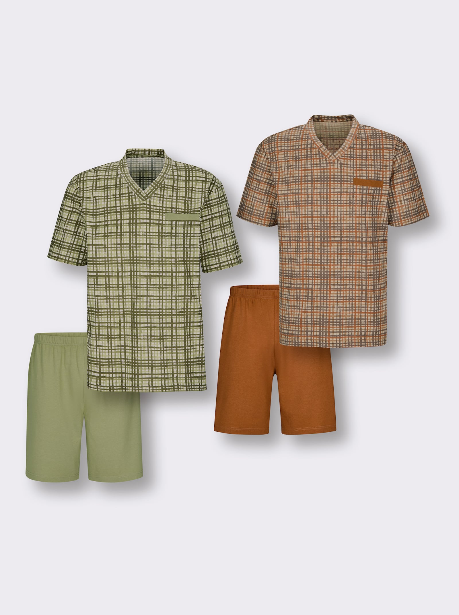 wäschepur men Shortys im preiswerten Doppelpack - cognac-kariert + schilf-kariert