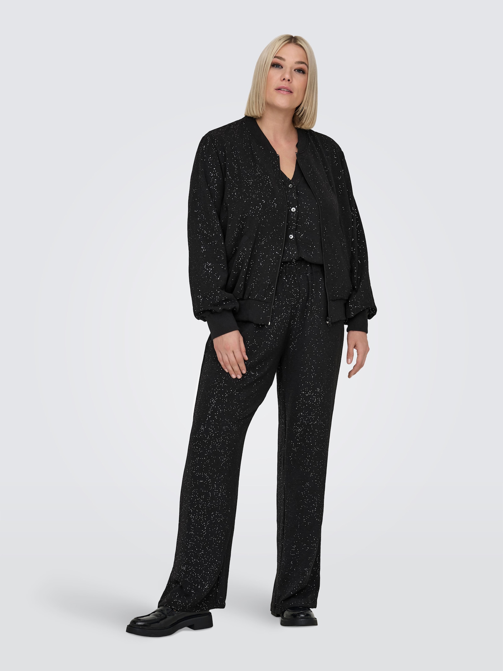 ONLY CARMAKOMA Blouson - black aop:silver foil details