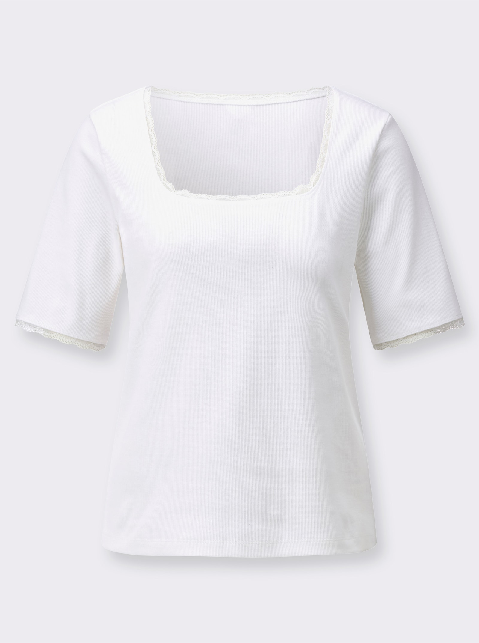 Spitzenshirt Mit Karree-Ausschnitt - ecru