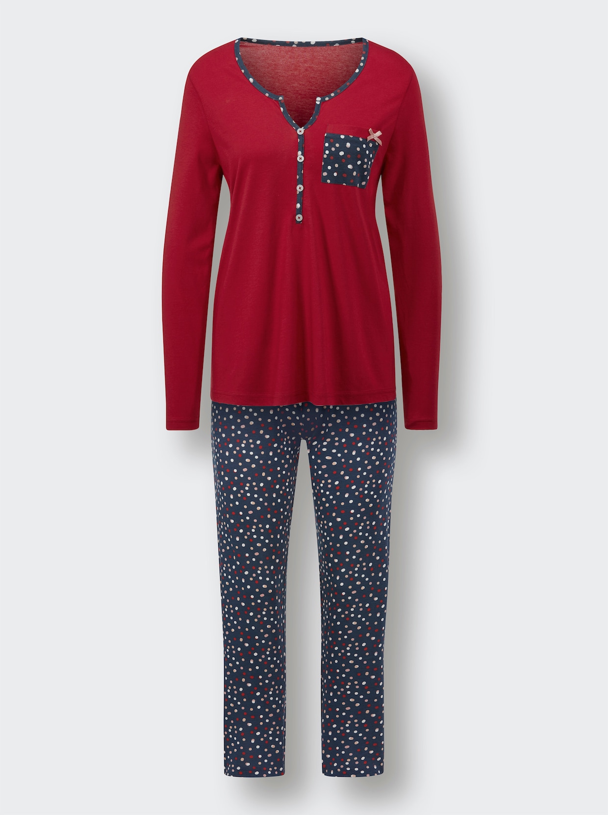 wäschepur Schlafanzug - rot-dunkelblau-bedruckt