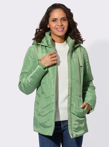 Steppjacke mit Jersey-Bündchen an den Ärmeln - eucalyptus