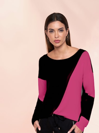 heine Pullover - schwarz-fuchsia-gemustert