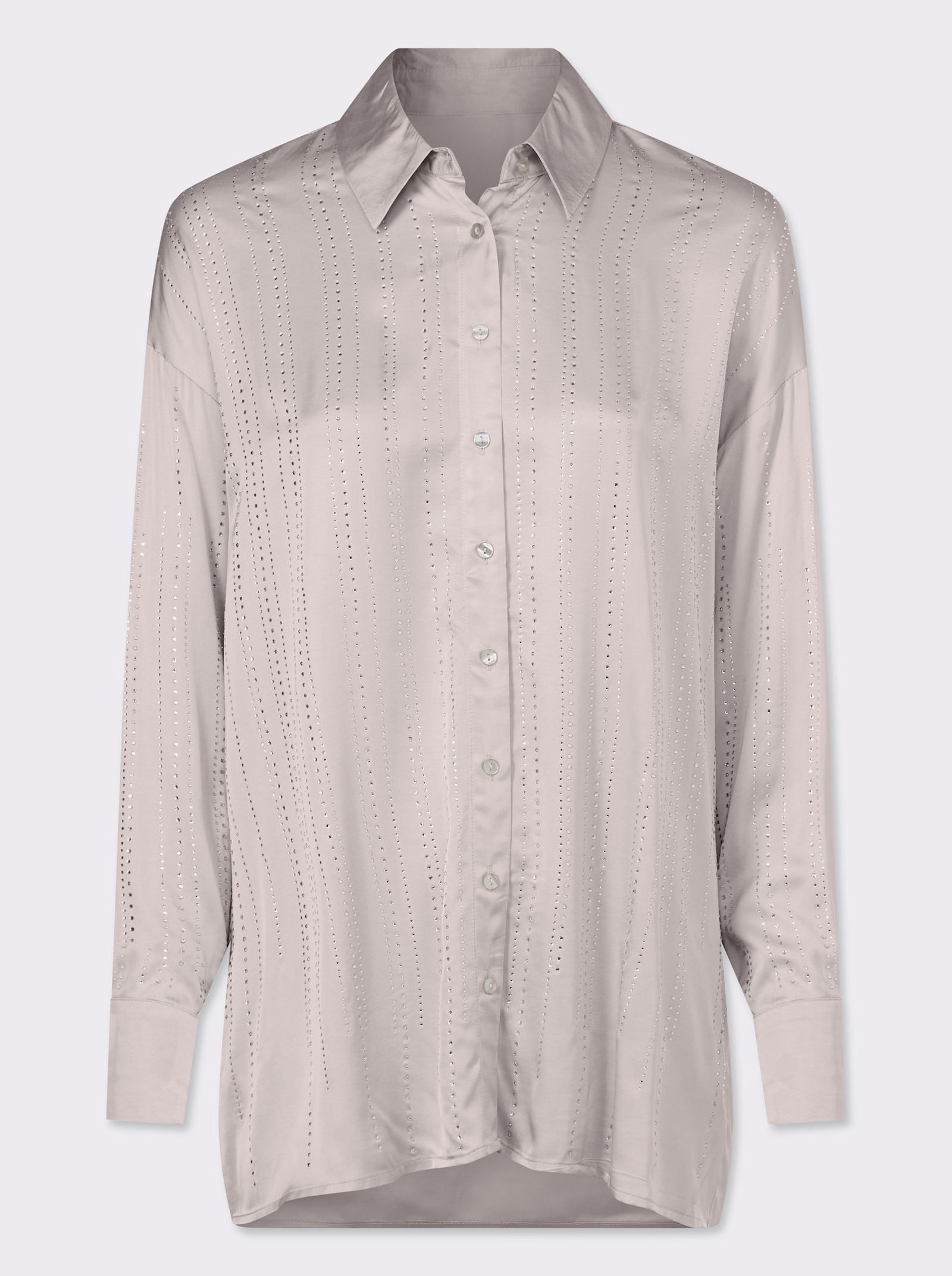 heine Longbluse mit Ziersteinen - hellgrau