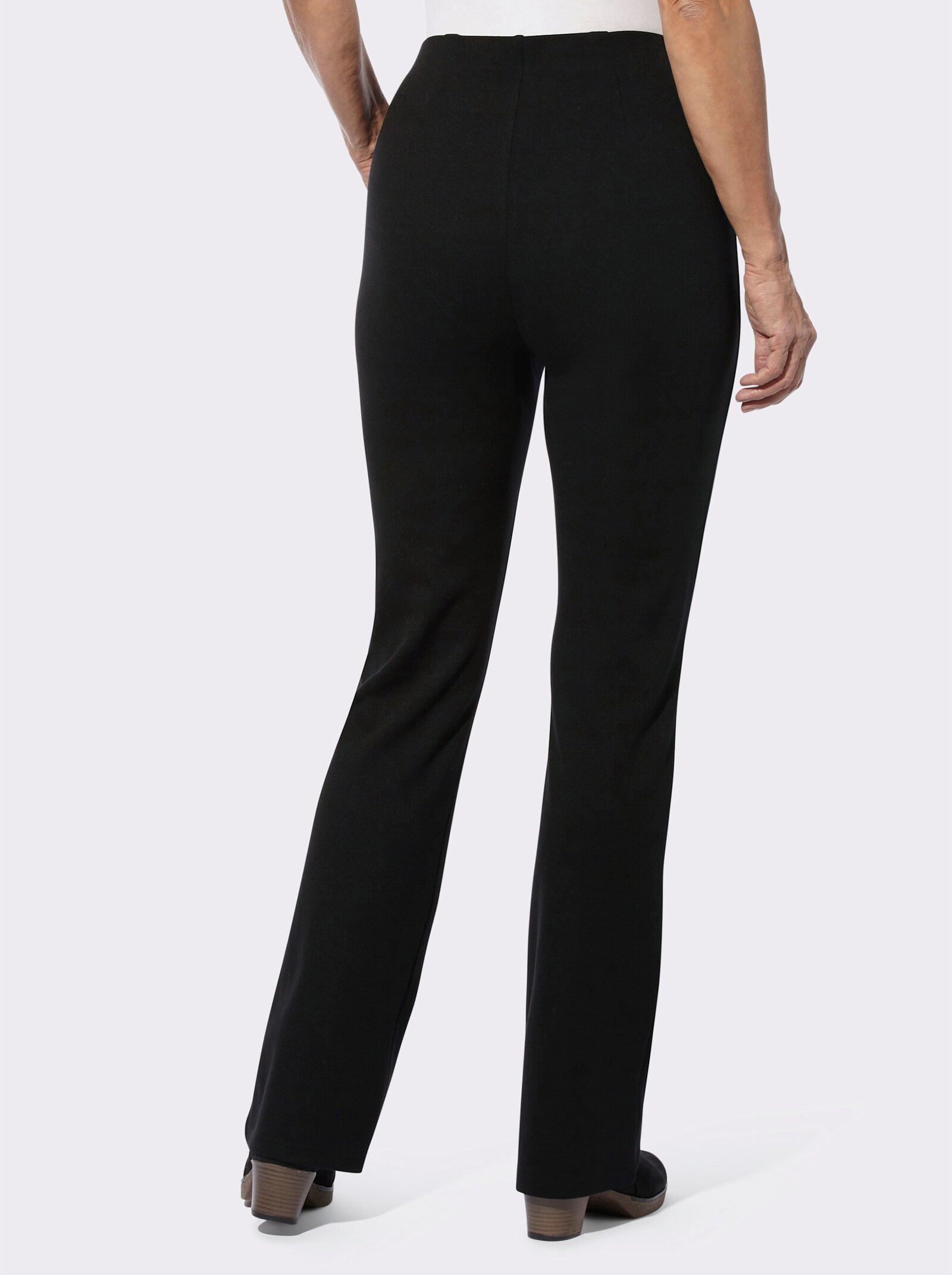 Kalhoty střihu bootcut se sámkem vpředu - černá