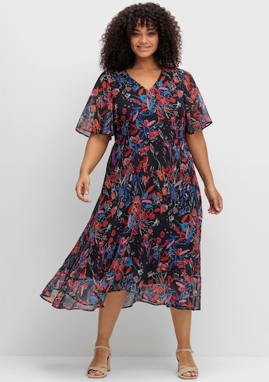 sheego Chiffonkleid - marine-gemustert