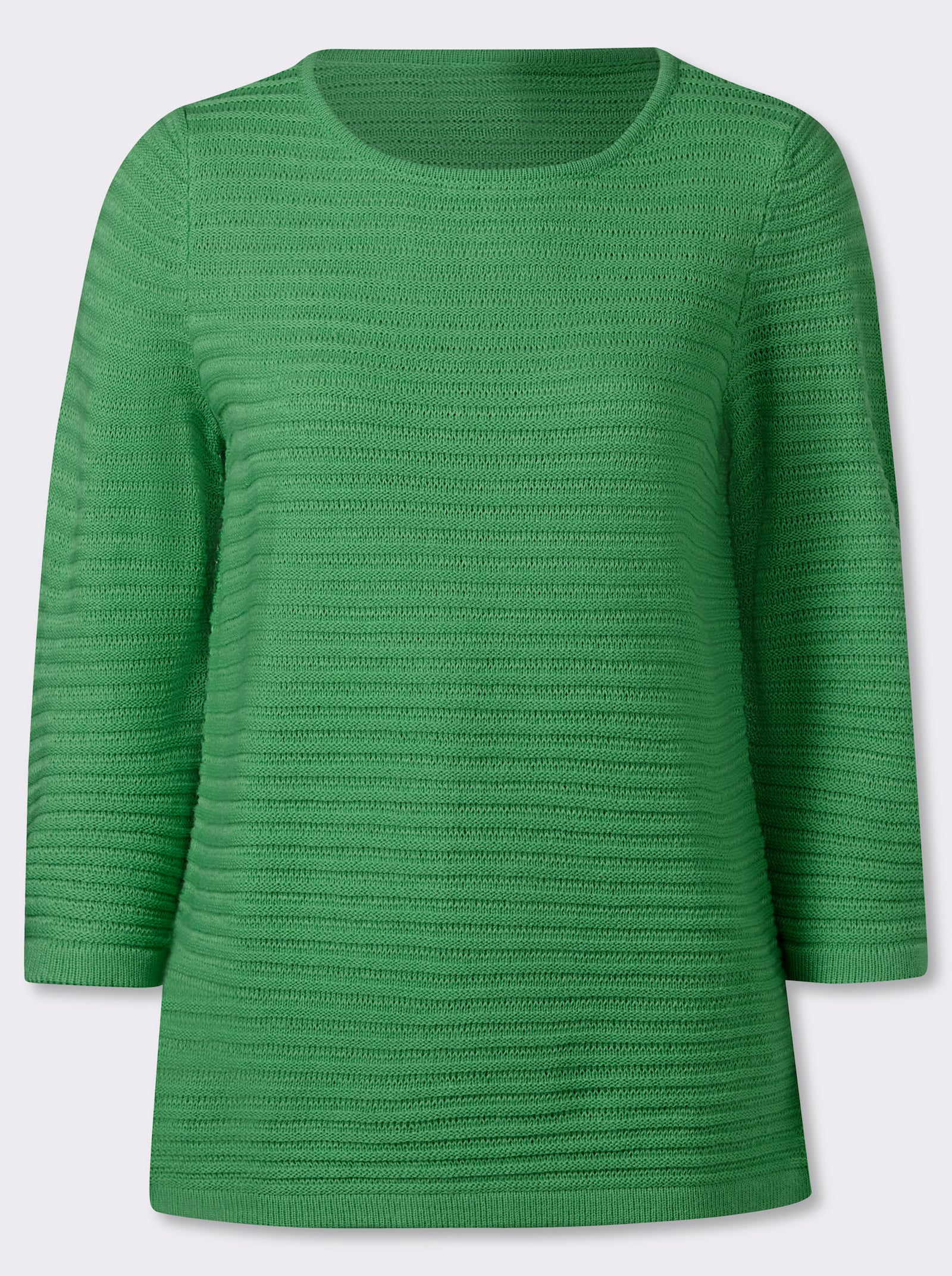3/4 Arm-Pullover mit Struktur-Streifen - apfel