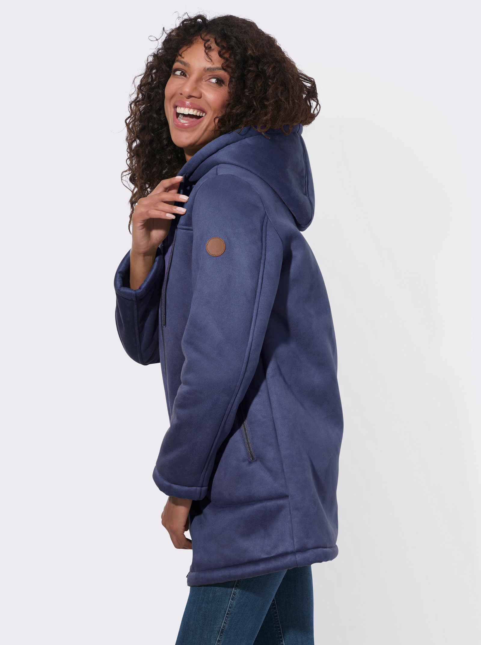  Outdoorjacke in Lammfelloptik - marine