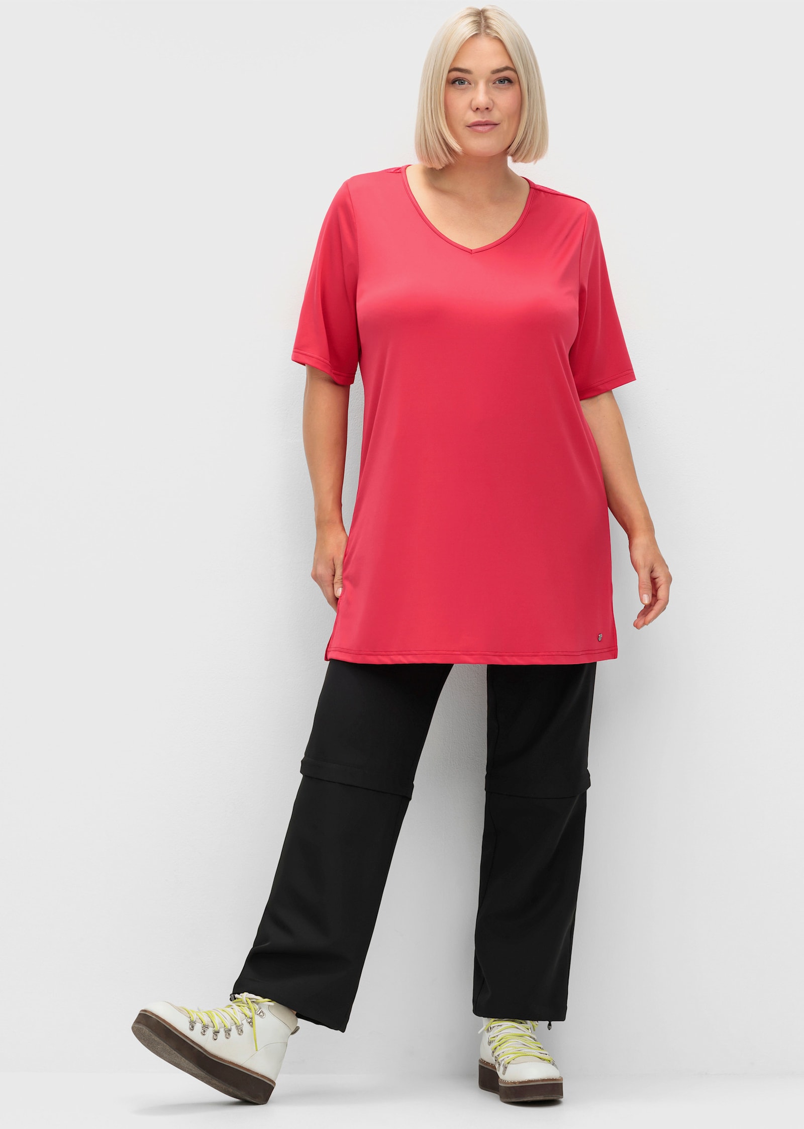 sheego Funktionshose mit Zipp-off-Bein, auf Caprilänge kürzbar - schwarz