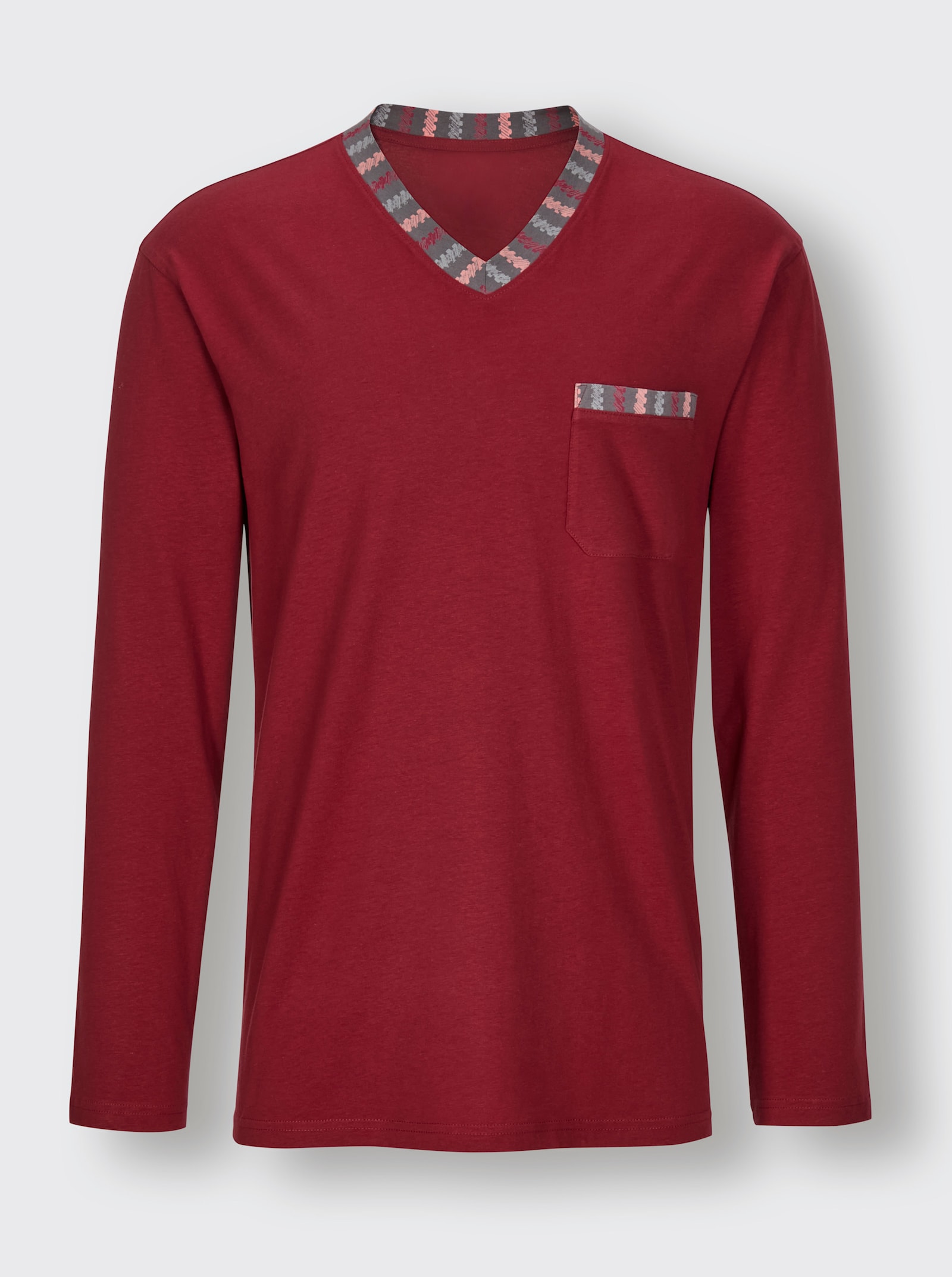 wäschepur men Pyjama's - donkerrood + donkerrood/antraciet bedrukt