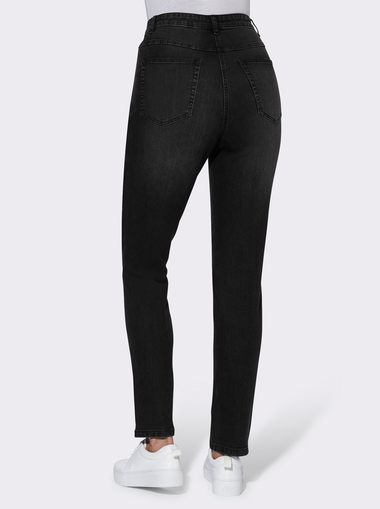 High-waist-Jeans in Karottenform - black denim