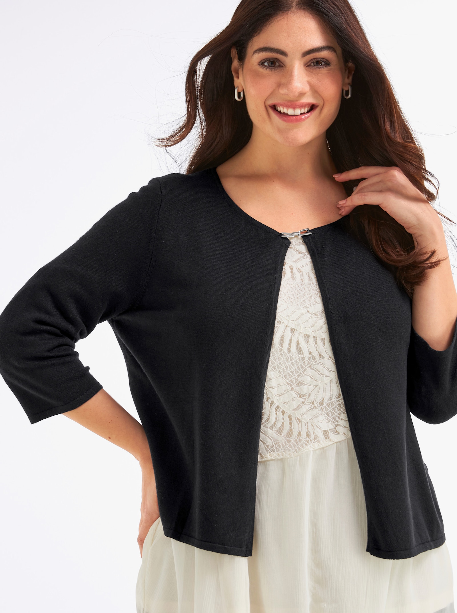 Bolero mit Zierspange - schwarz