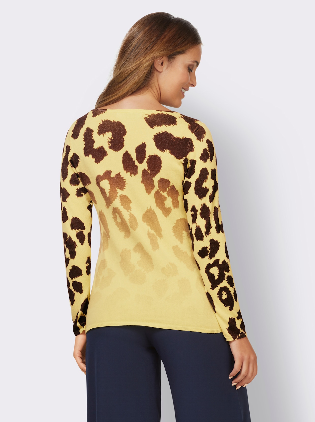 heine Pullover met print - limoen/bruin geprint