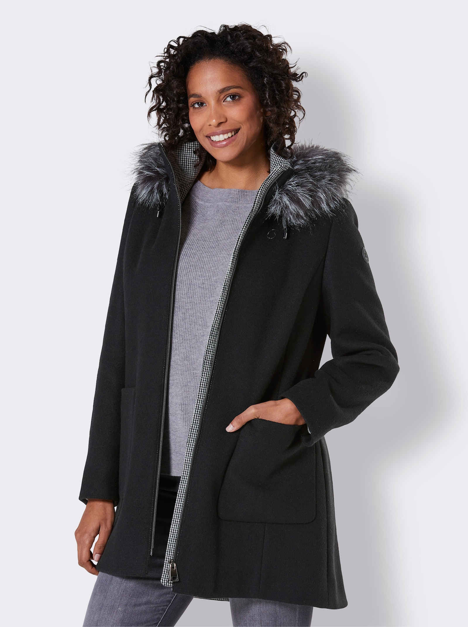 Manisa Jacke mit Woll-Anteil - schwarz