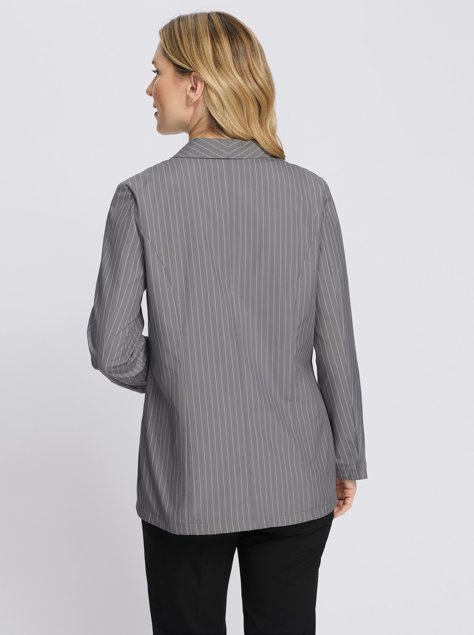 Blazer mit Nadelstreifen - grau-ecru-gestreift