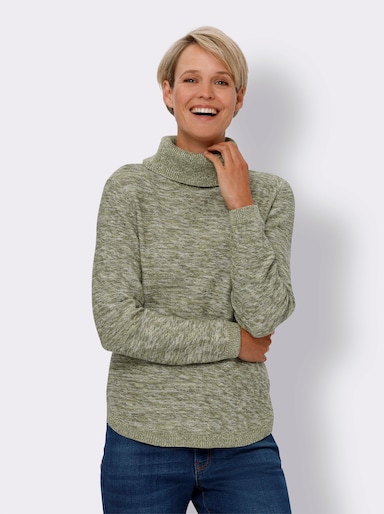 Rollkragenpullover - khaki-ecru-meliert