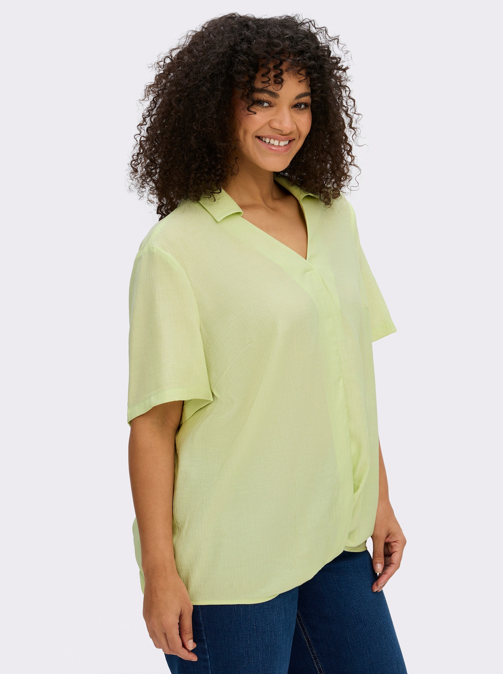 sheego Tunika mit raffiniertem Bund - pistazie