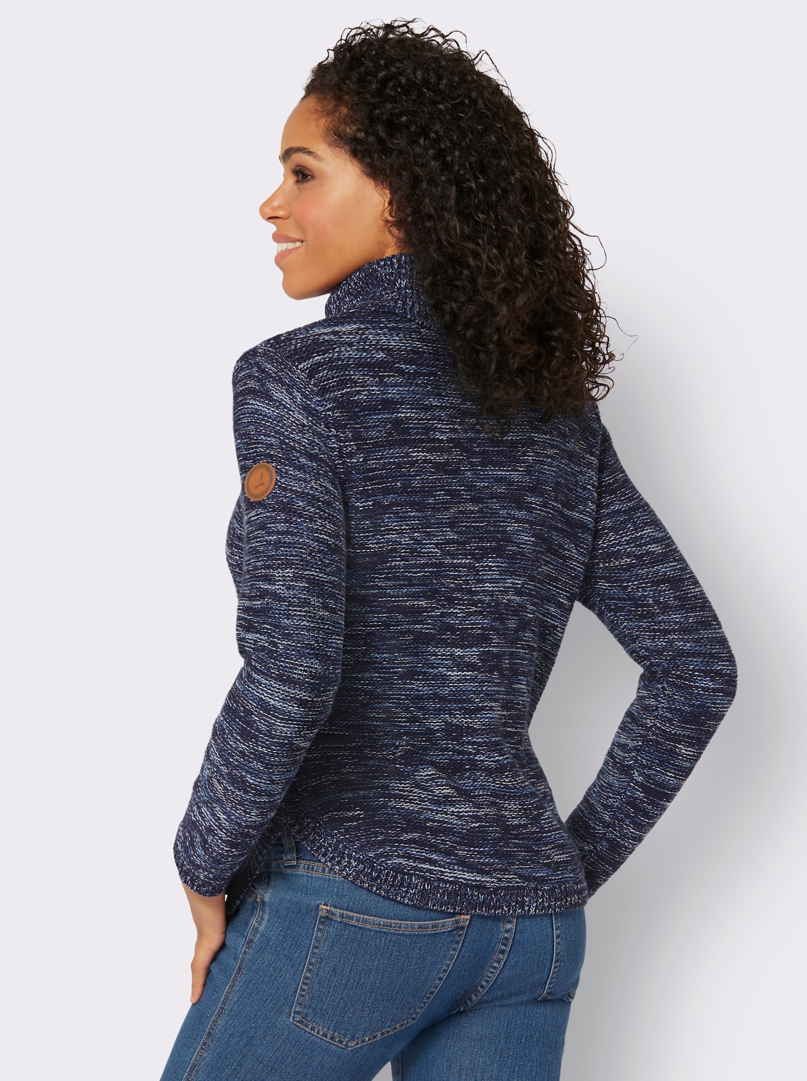 Svetr s rolákovým límcem - námořnická modrá-melír