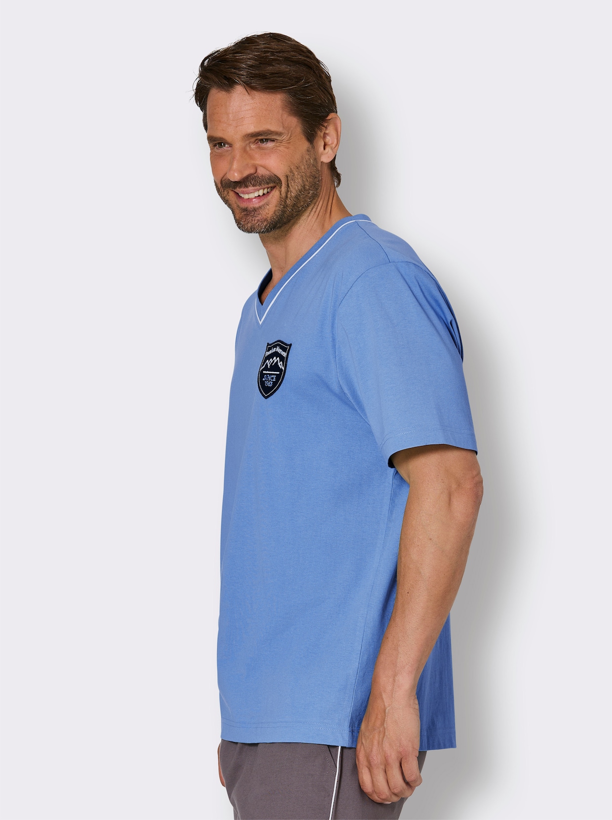 wäschepur men Schlafanzug-Shirt - mittelblau