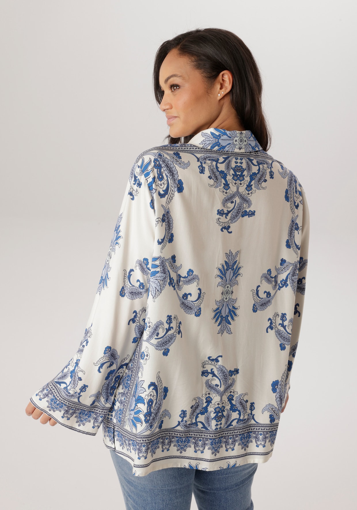 Aniston PLUS Hemdbluse - weiß-blau