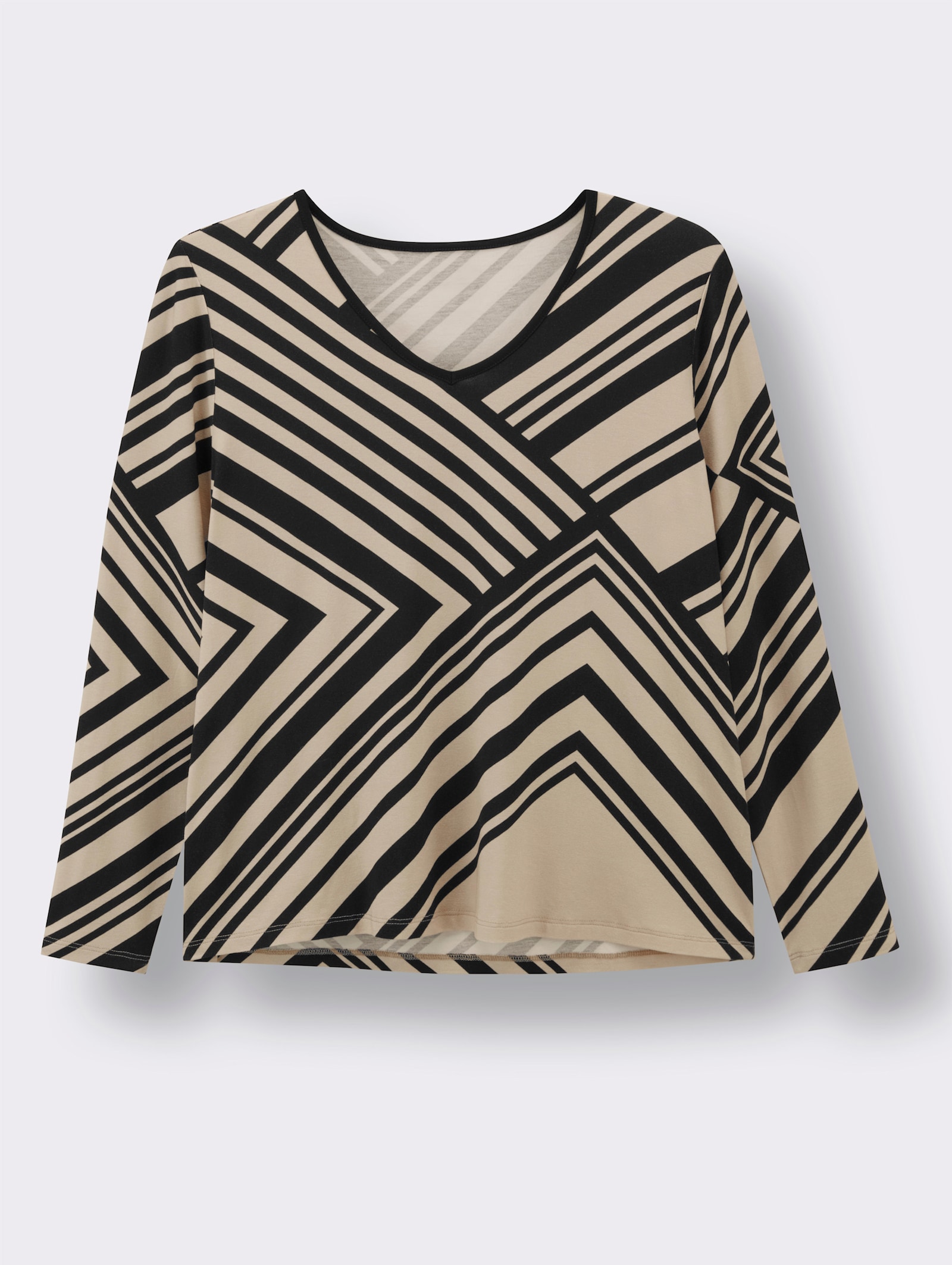 Langarmshirt mit Grafik-Druck - schwarz-sand-bedruckt