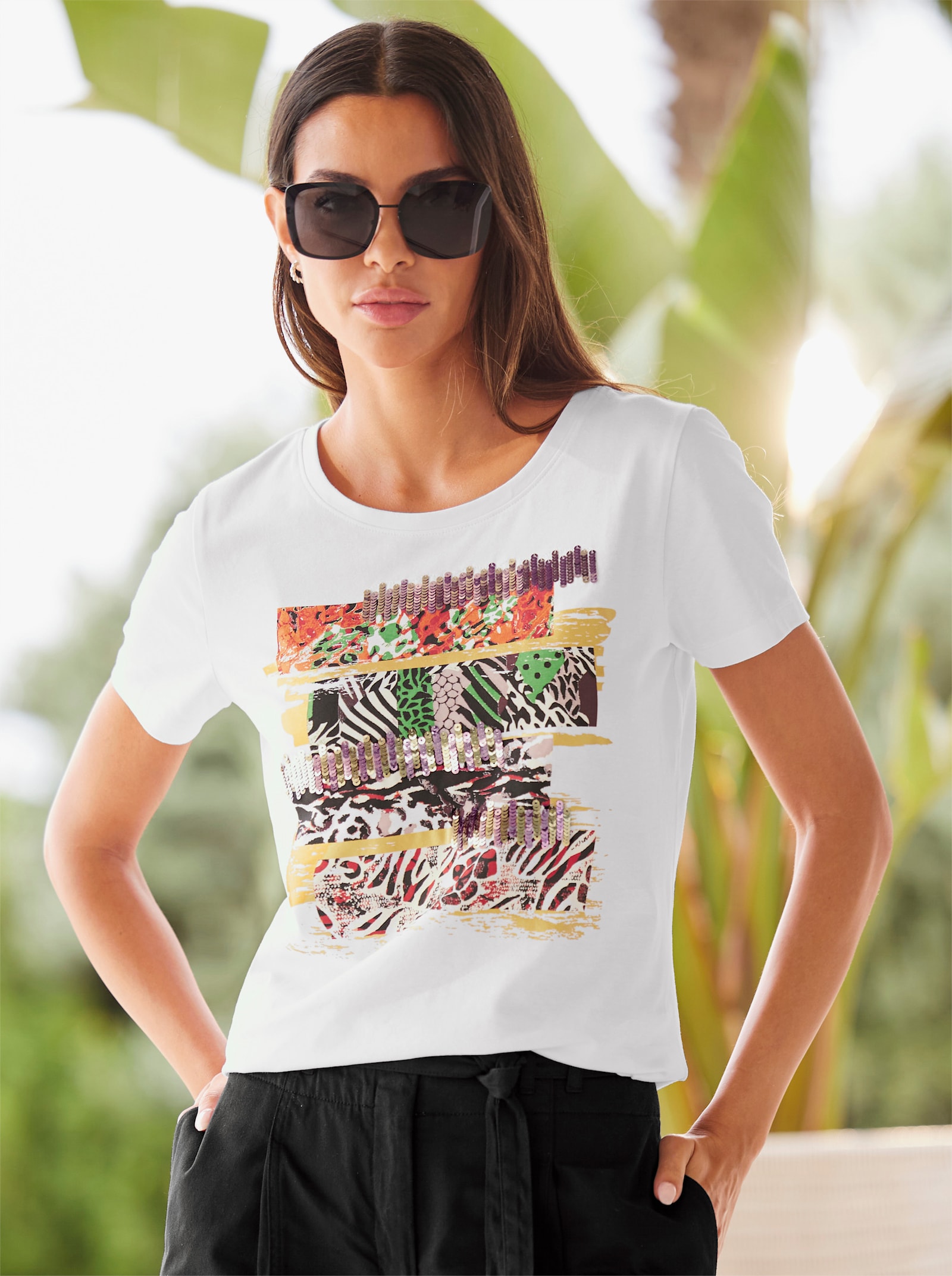 heine T-shirt imprimé avec détails brillants - blanc