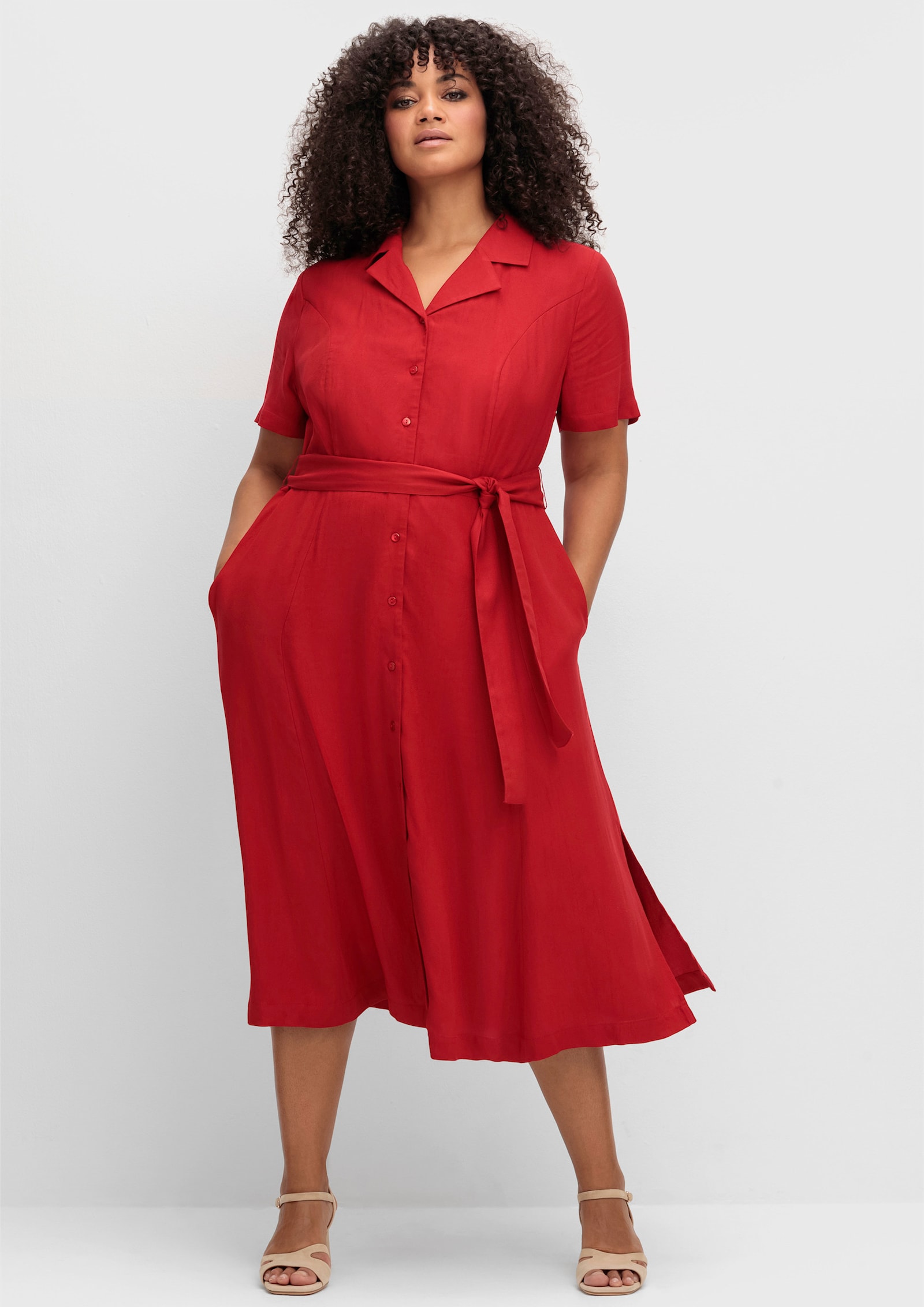 sheego by Joe Browns Hemdblusenkleid in Crêpe-Qualität - rot