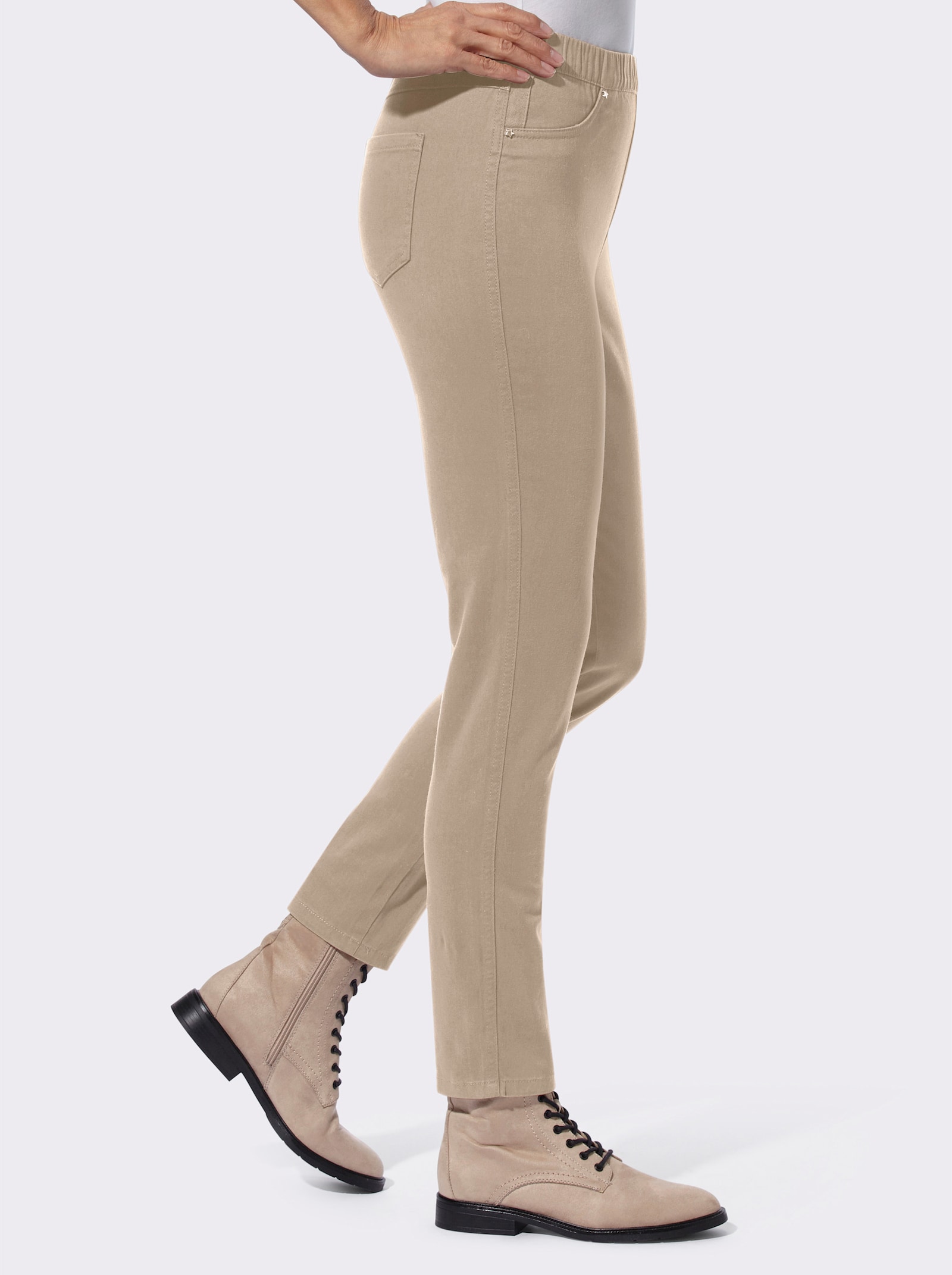 Comfortbroek met elastische band - beige