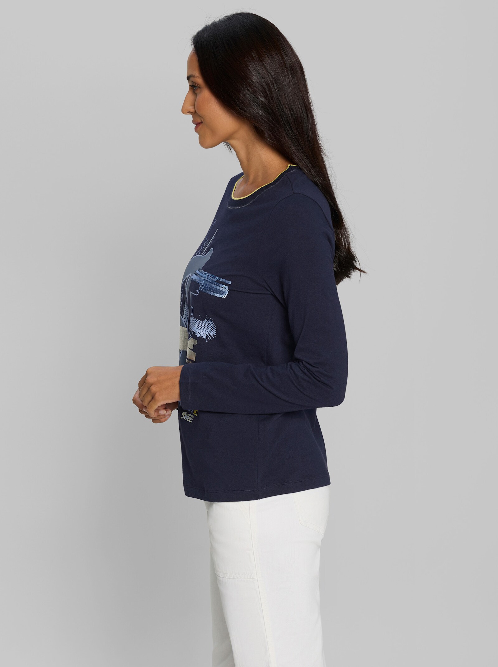 heine Langarmshirt mit Folienprint - marine