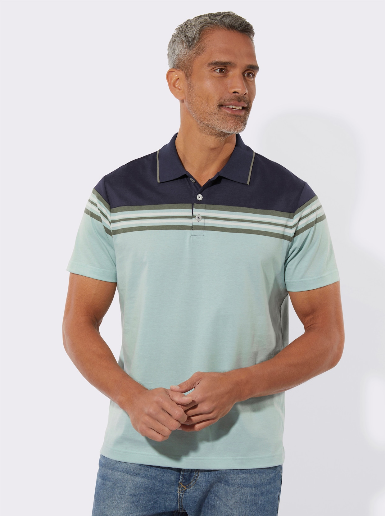 Poloshirt - marine-kalkmint
