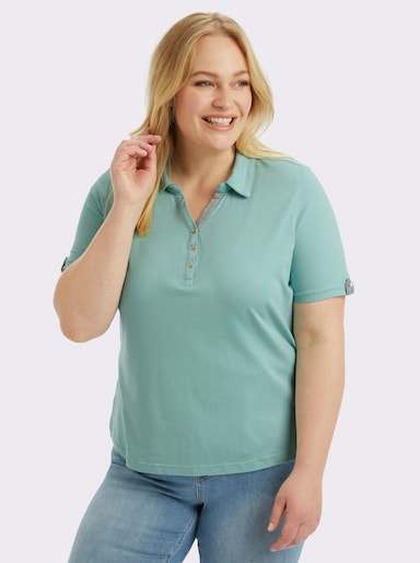 Poloshirt mit Zierriegel - aqua