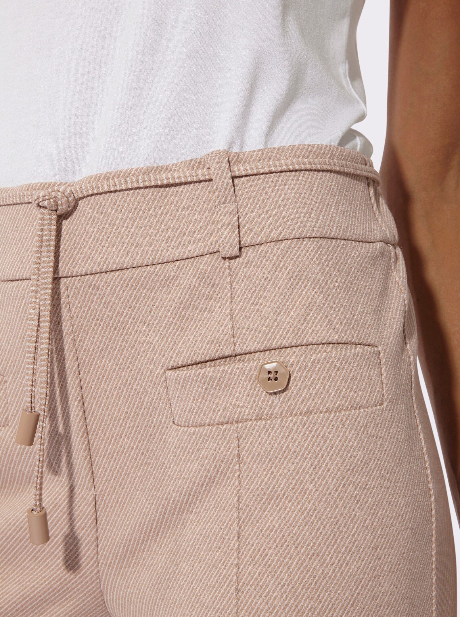 Jerseyhose inklusive Stoffgürtel - champagner-beige-meliert