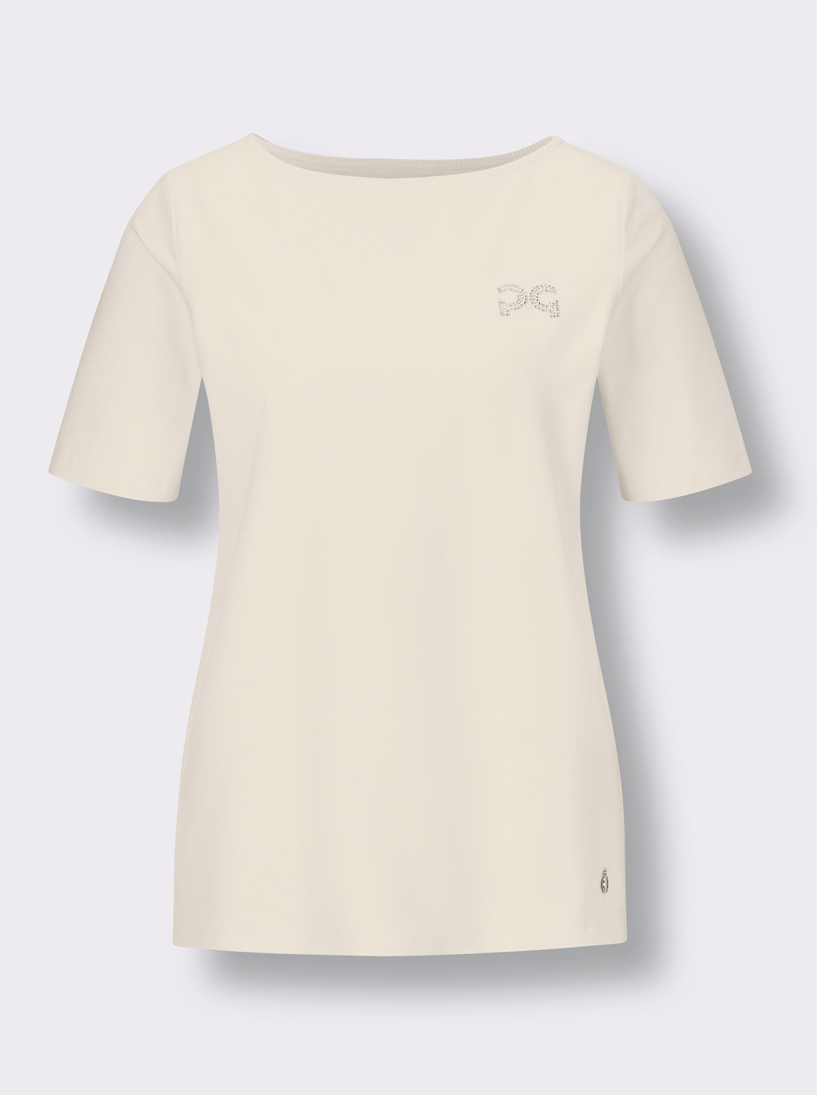 CREATION L PREMIUM Rundhalsshirt mit Glitzer-Applikation - champagner