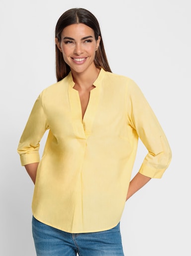heine Baumwollbluse mit Stehkragen - gelb