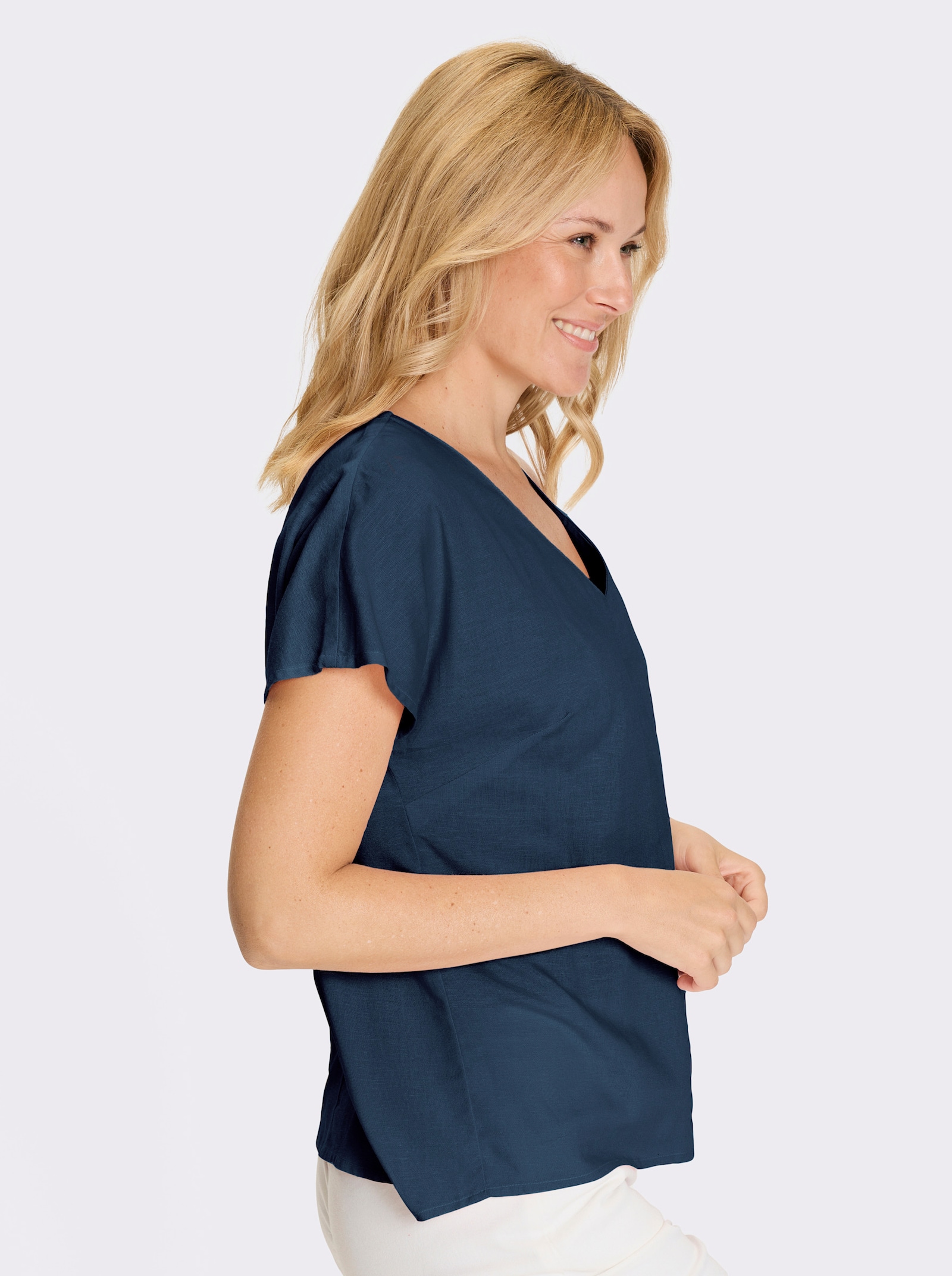 Navlékací halenka se záhybem vpředu - tmavěmodrá