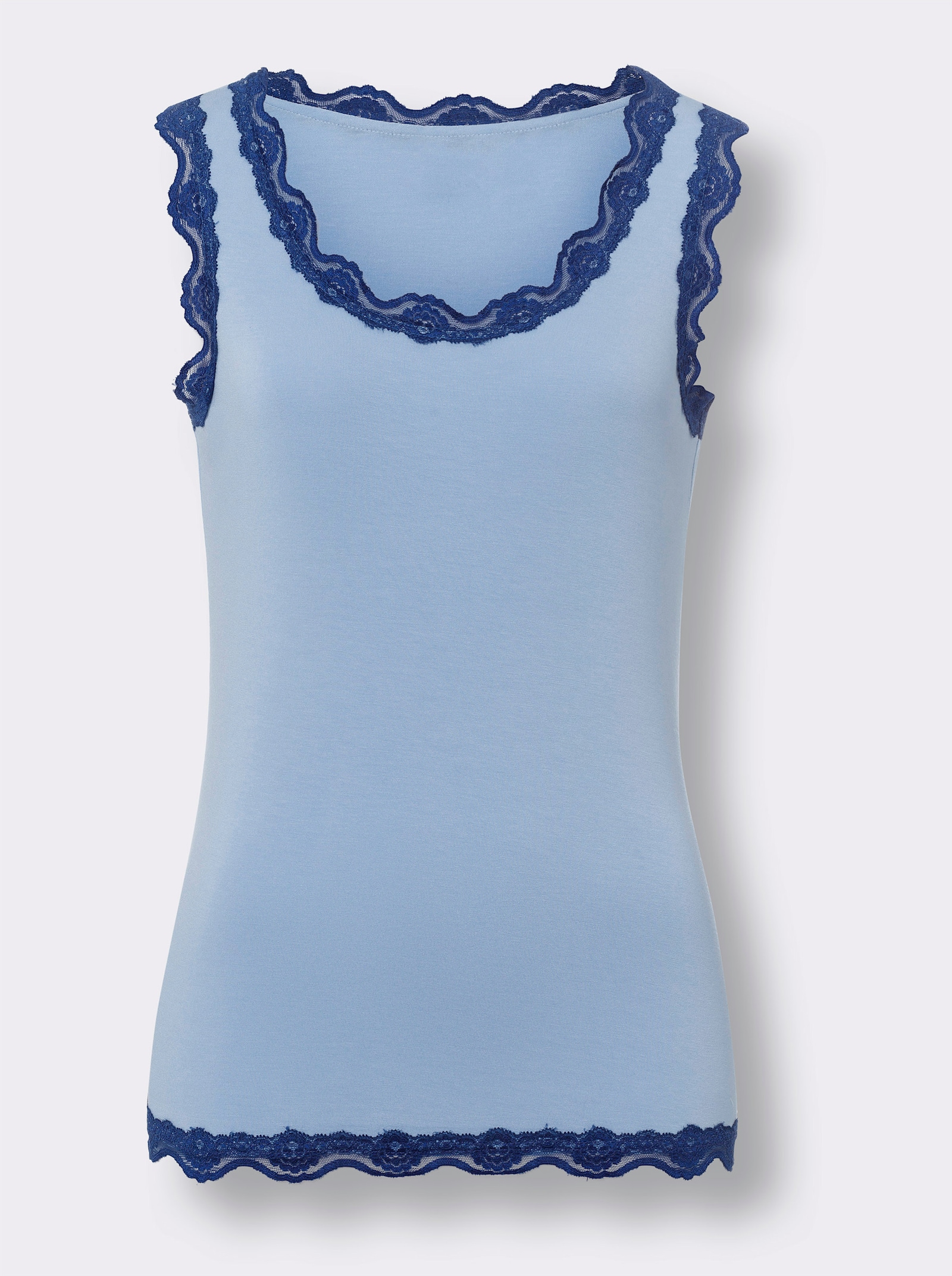 heine Top met kanten rand - ijsblauw