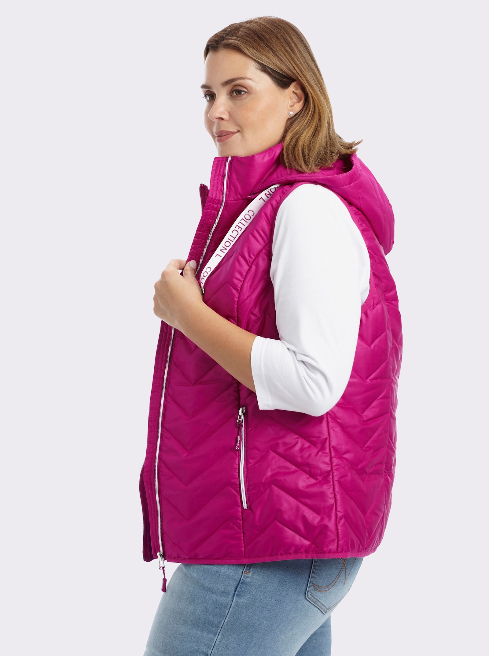 Steppweste im Zickzack-Muster - magenta