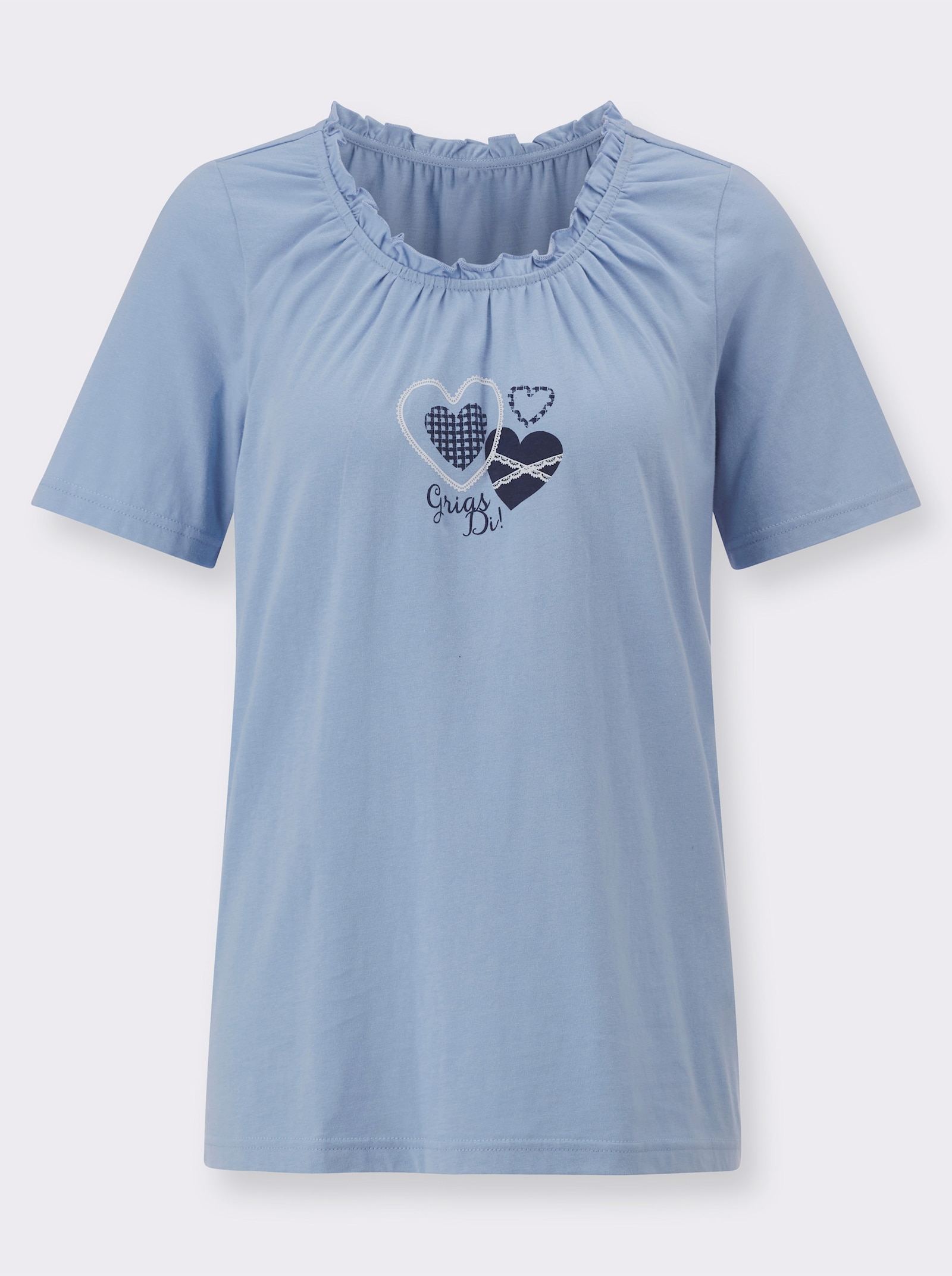 Folkloreshirt met rimpeling - bleu/marine