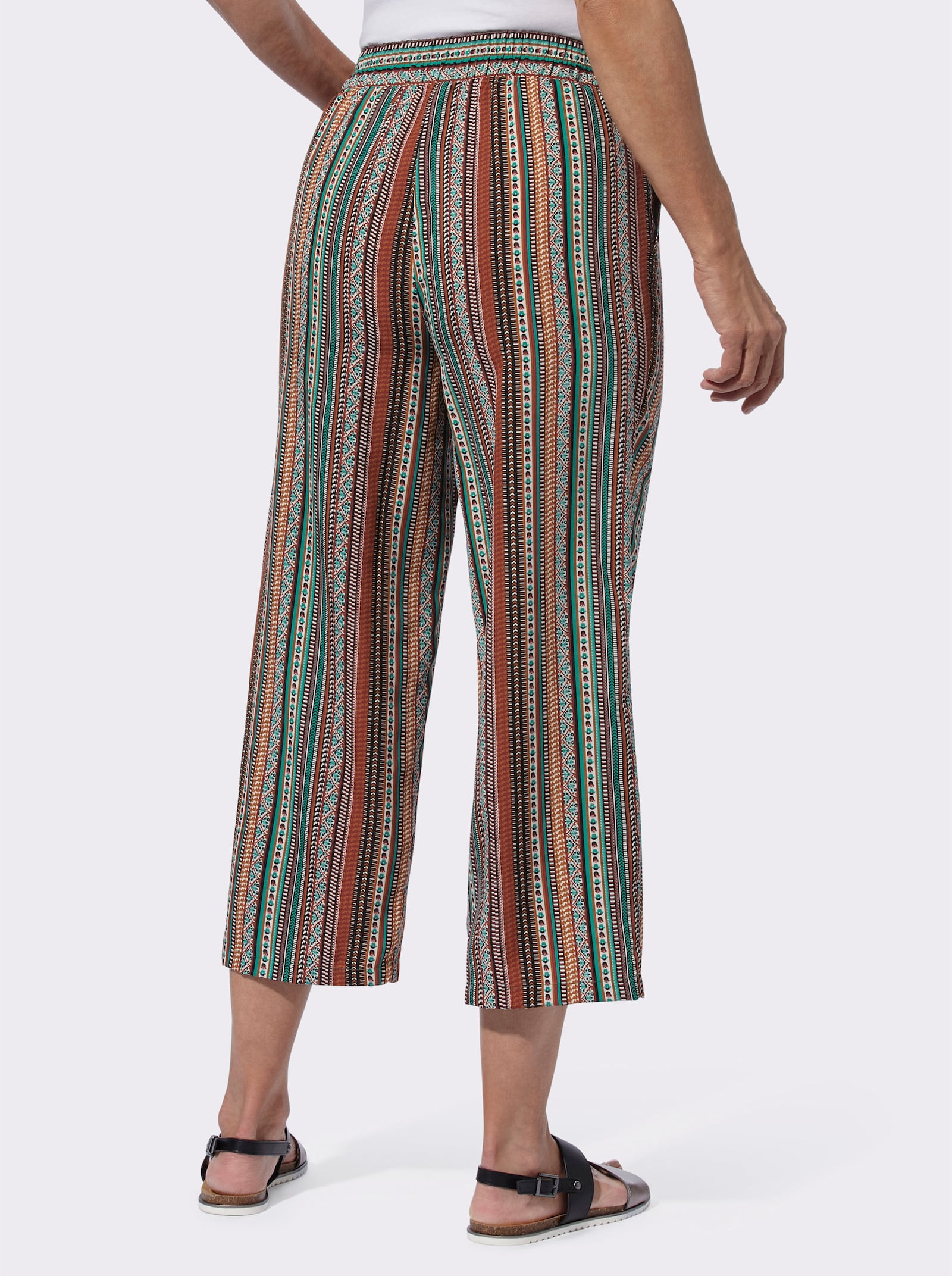 Culotte mit zwei Taschen - dunkelrot-smaragd-gestreift + smaragd