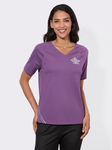 Kurzarmshirt mit Foliendruck - lila