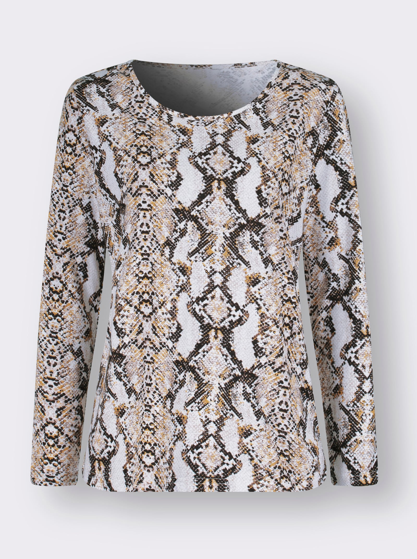 Shirt met slangenpatroon - zwart/beige geprint