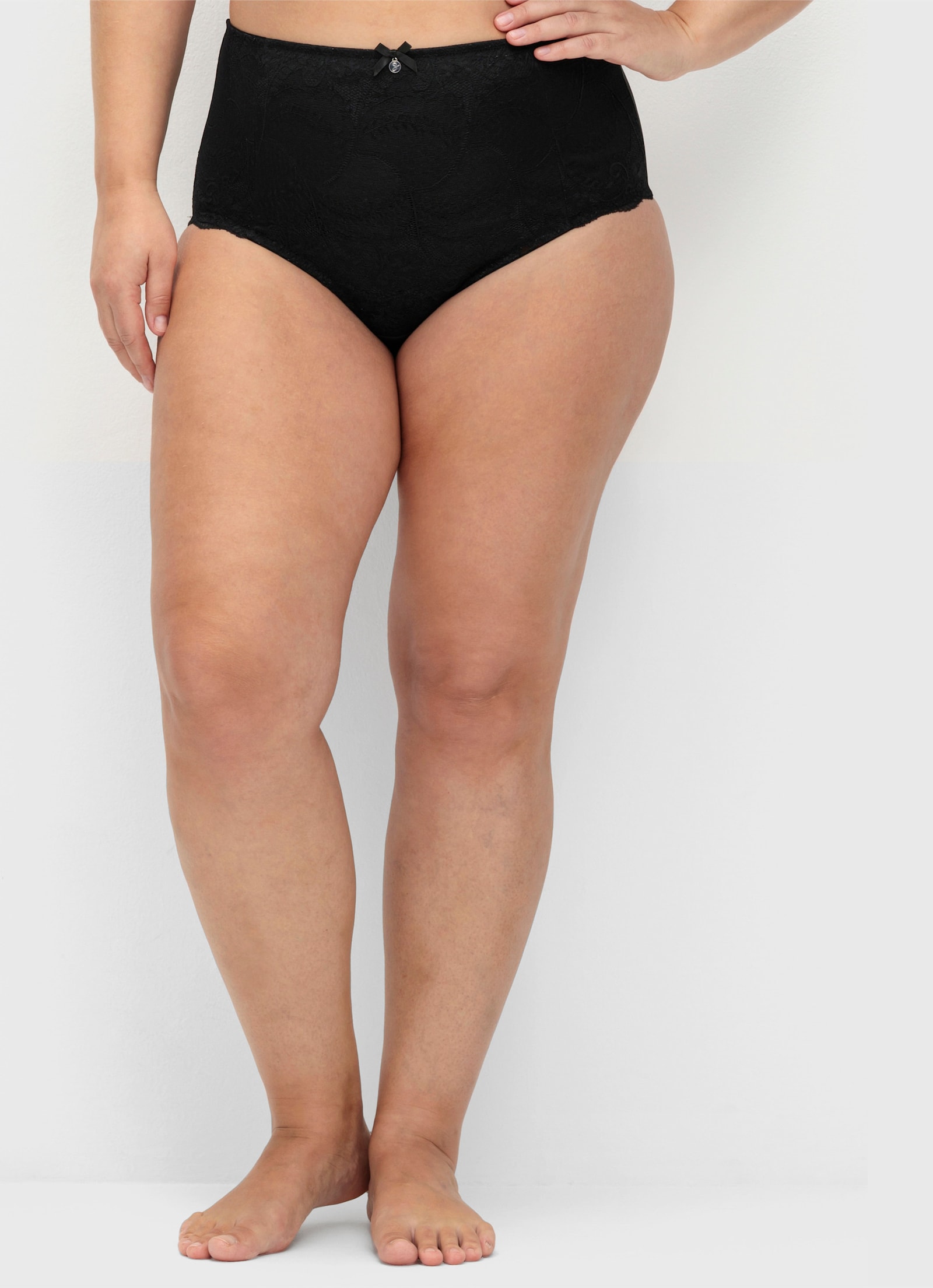 sheego Tailleslip in set van 2, met kantinzet - zwart+wit