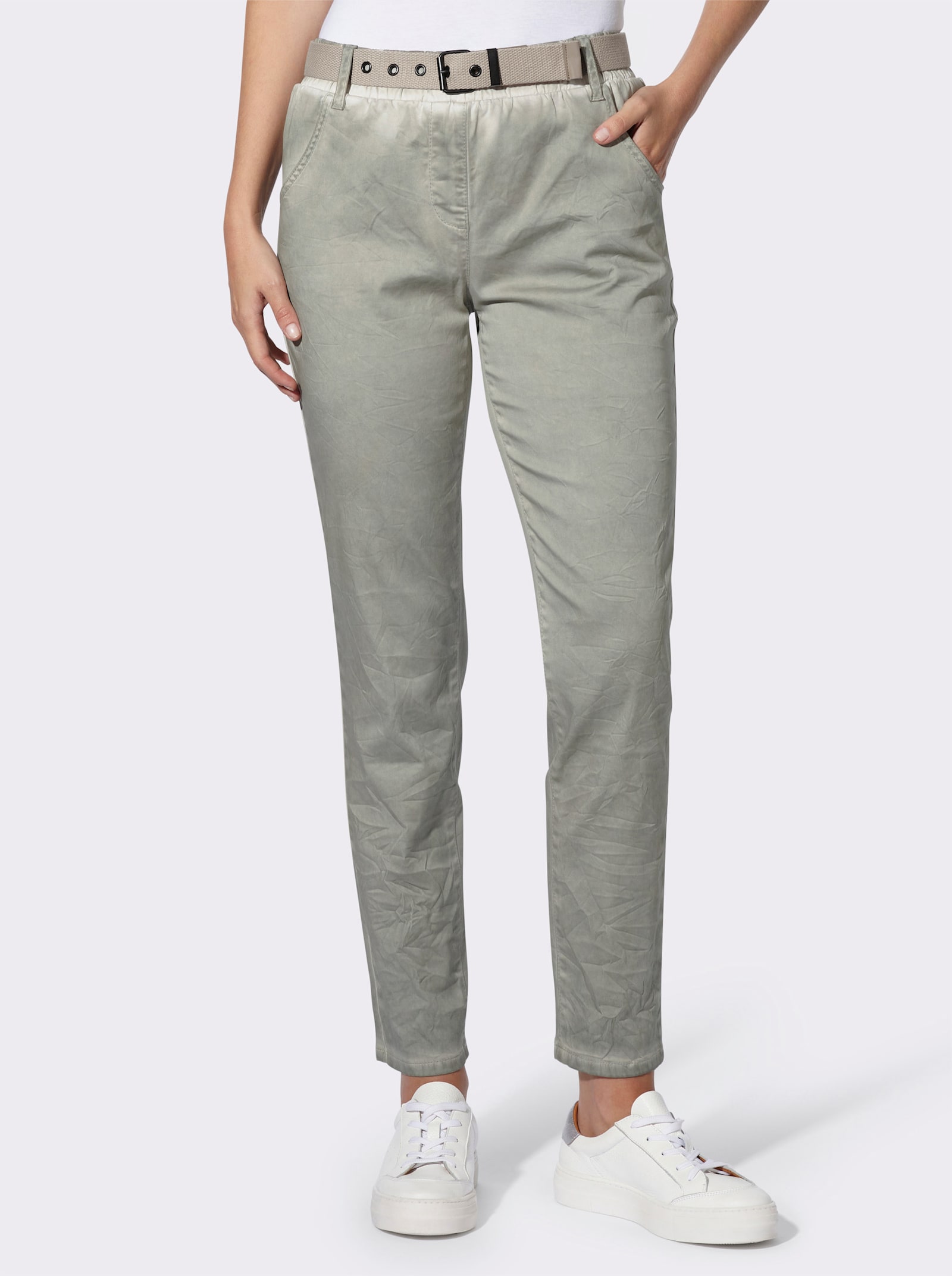heine Hose mit Gürtel - khaki